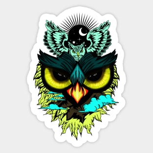 Wonderful owls with moon Sticker